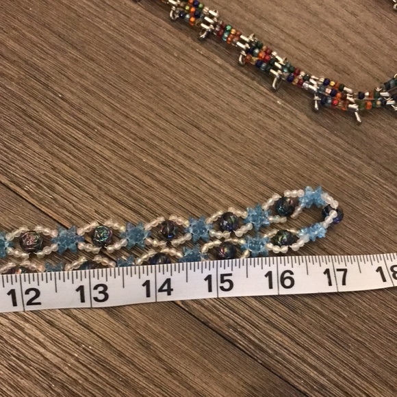 Vintage boho arts and crafts safety pin and bead necklace pair plus one bead - Picture 16 of 16